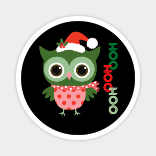 Hoo Hoo Hoo Owl Christmas Holiday Santa Magnet